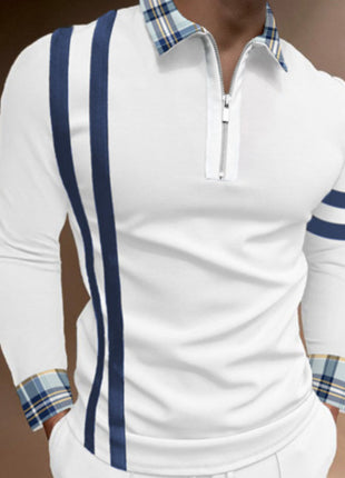 Polo con cremallera y estampado de cadenas para hombre DZ