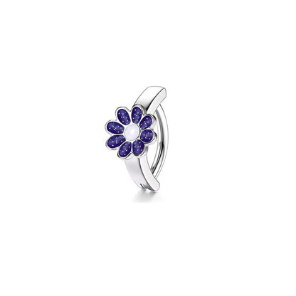 Buy Center Choice-Stainless Steel Copper Inlaid Zircon Belly Ring Ornament Flower Purple