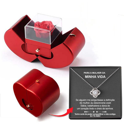 Trending Now at Buy Center: Fashion Jewelry Box Red Apple Christmas Gift Necklace Eternal Rose For Girl Mother's Day Valentine's Day Gifts With Artificial Flower Rose Flower Jewelry Box Necklace Silver Apple Box Spanish