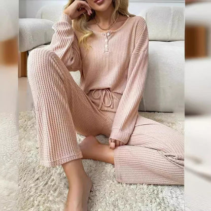 Solid Color Fashion Casual Long Sleeve Pants Two-piece Set | Women's Clothing3 | Buy Center