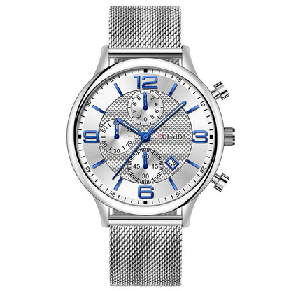 Mesh Strap Calendar Quartz Simple Casual All-match Men's Watch