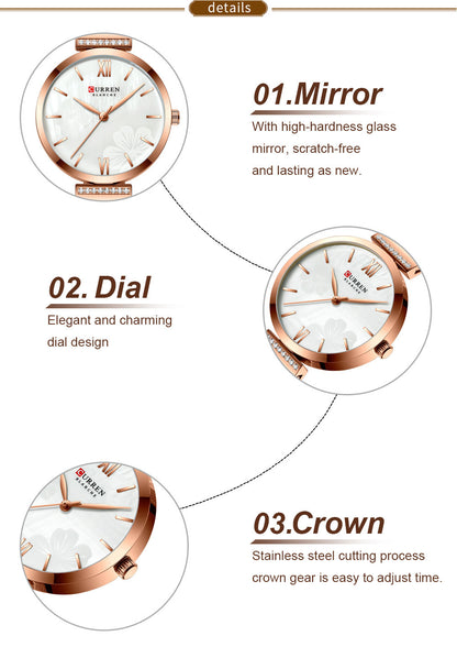 Montre à quartz simple en alliage tendance pour femme