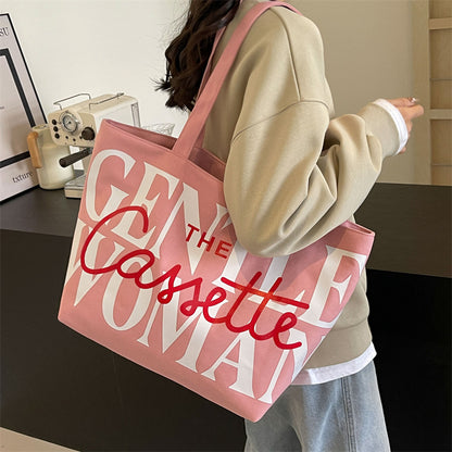 Just Arrived at Buy Center: Versatile Texture One-shoulder Large Letter Painted Canvas Bag