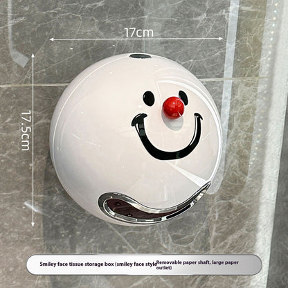 Just Arrived at Buy Center: Toilet Toilet Paper Box Wall-mounted Toilet Creative Tissue Box Punch-free Smiley Face Roll Holder