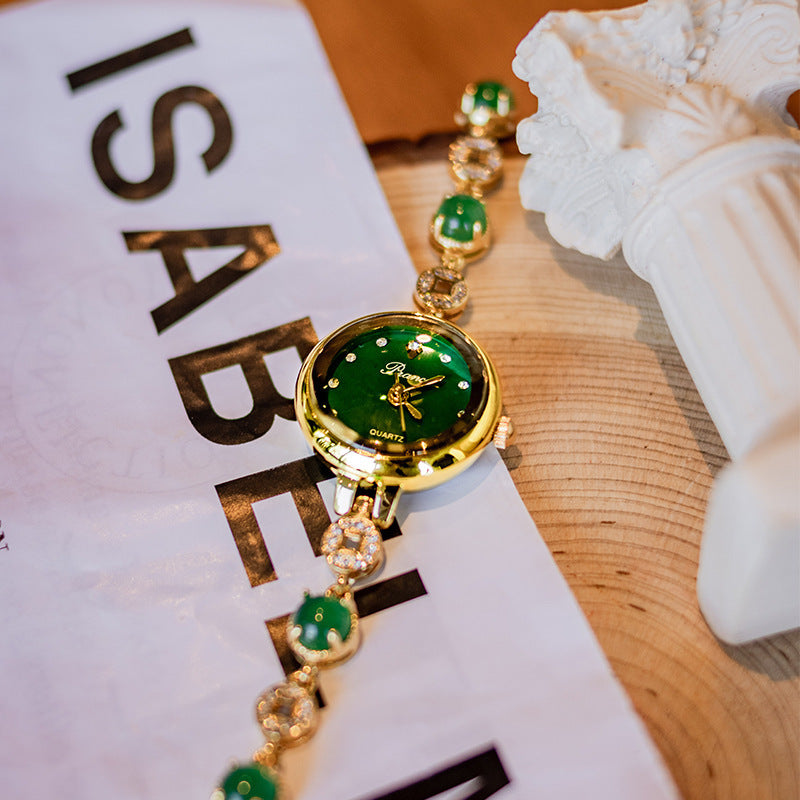 Reloj de mujer con pulsera de monedas de cobre y jade calcedonia