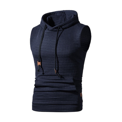 Men's Jacquard Sleeveless Solid Color Knitted Hoodie Buy Center