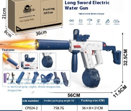 Newly Arrived at Buy Center: Fire-breathing Second Generation M416 Water Gun Large Capacity Electric Continuous Bearing Sword Water Gun Blue