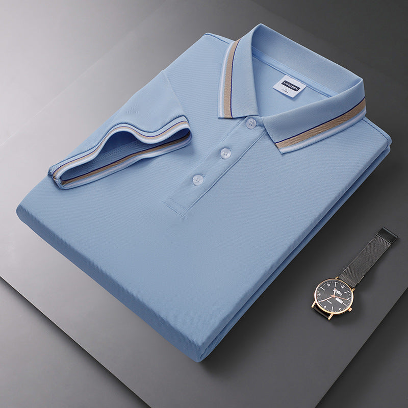 Trending Now at Buy Center: Summer Men's Polo Shirt Lapel T-shirt DNW2308 Sky Blue