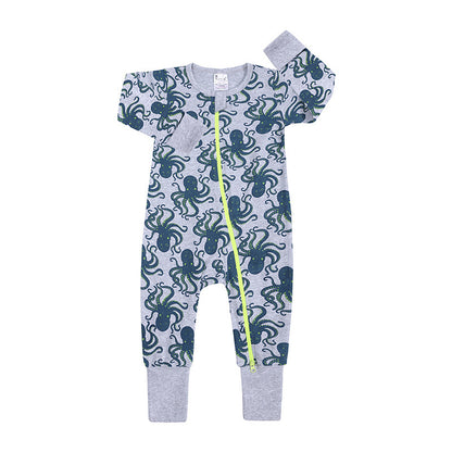 Newly Released at Buy Center: Spring And Autumn Long Sleeve Cotton Baby Jumpsuit Male And Female Baby Home Romper Octopus Jumpsuit