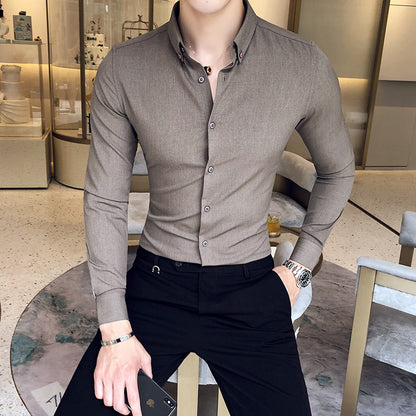 Solid Color Shirt British Yupi Gentleman Style Youth Long Sleeve Shirt Buy Center