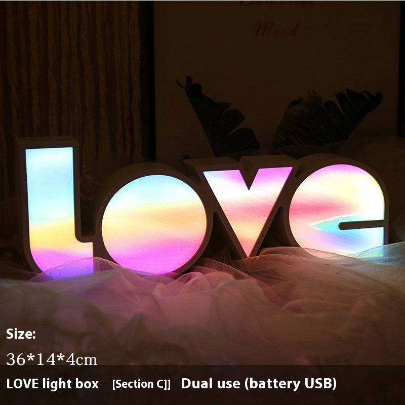 Fresh on the Scene at Buy Center: LED Ornamental Festoon Lamp Modeling Creative Decorative Light Proposal Declaration Holiday Layout English LOVE Letter LED Light Cloud Color LOVE Light Box