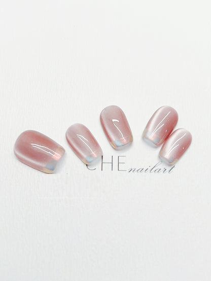 Fresh Arrivals at Buy Center: Handmade Custom Wear Nail Phototherapy Pink Purple Cat's Eye Nail Sticker