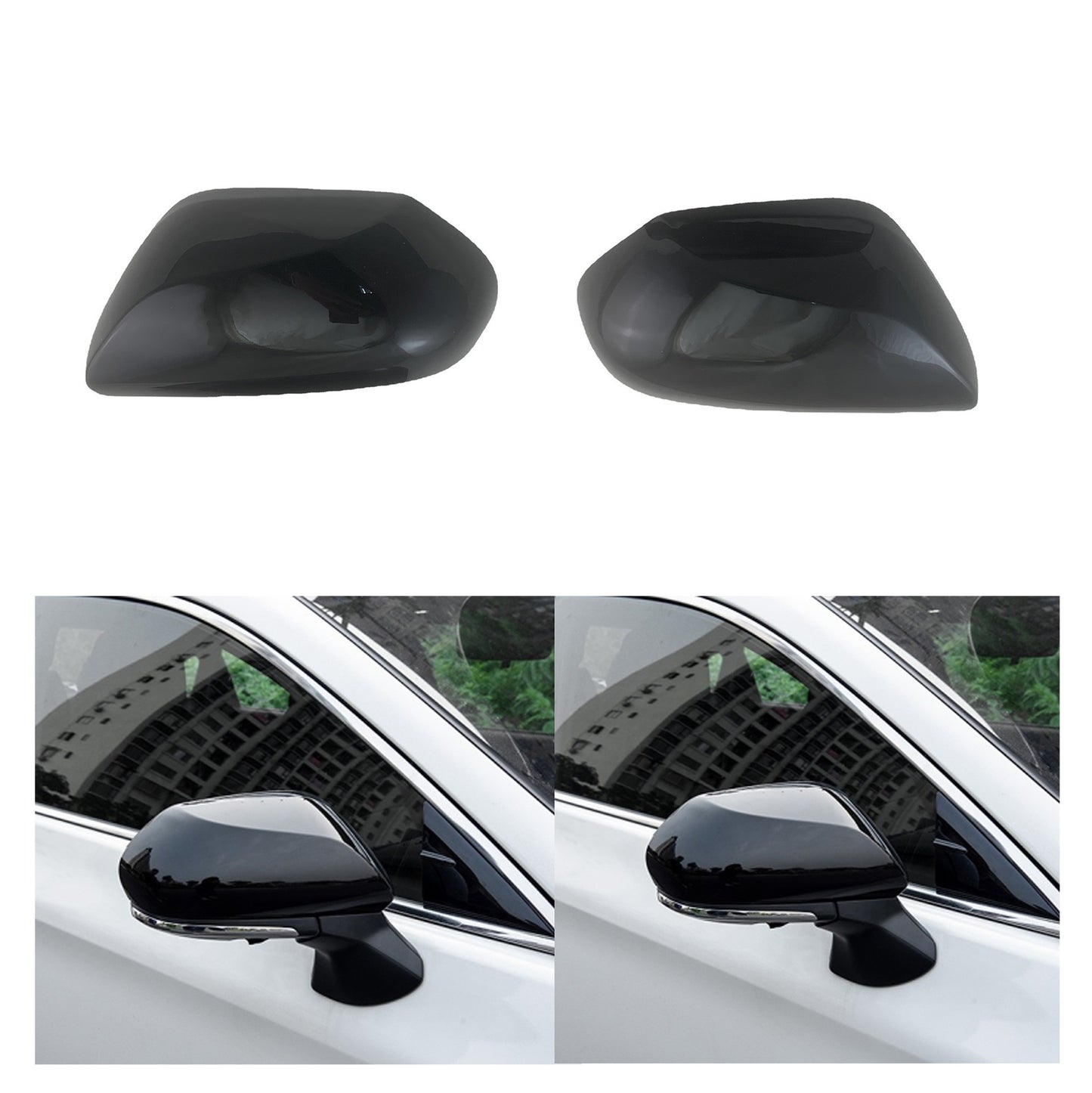 Just Arrived at Buy Center: Bright Black Rear View Mirror Cover Car