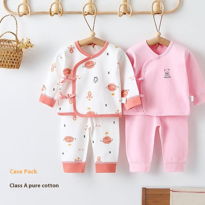 Fresh on the Scene at Buy Center: Newborn Clothes Class A Pure Cotton Baby Warm Pajamas Pink Earth 2PCs