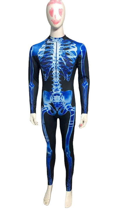 Fresh Arrivals at Buy Center: Halloween Long Sleeve Tights See-through Skeleton 3D Printed One-piece