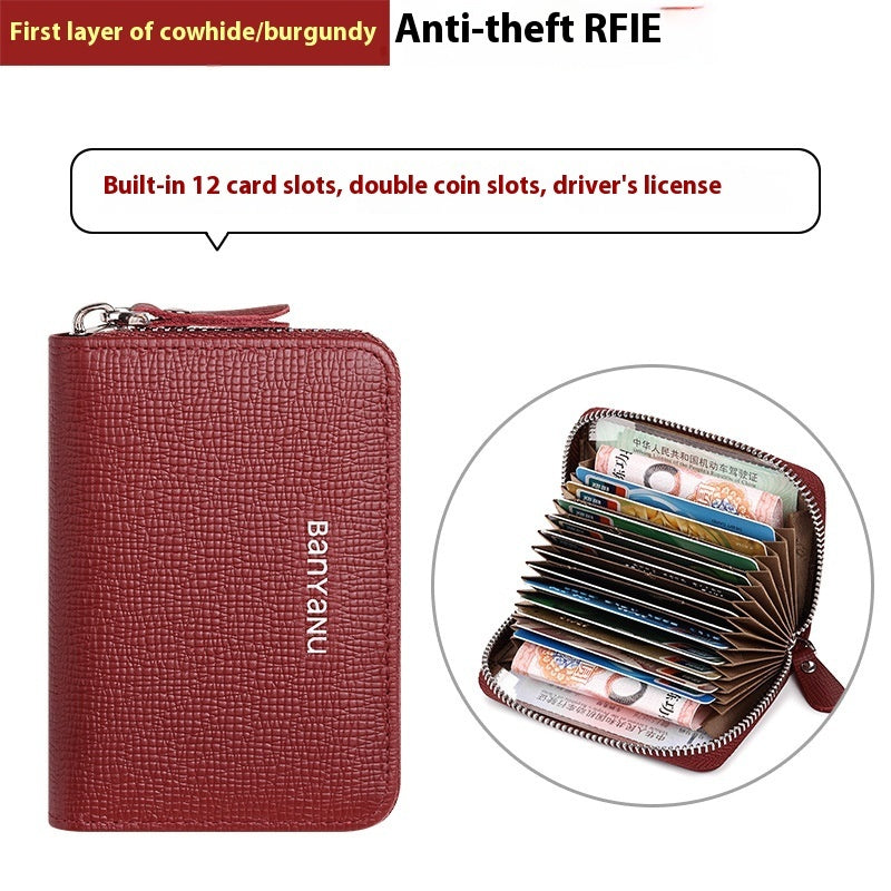 Fresh Arrivals at Buy Center: Guangzhou Banyanu Leather Factory Card Holder Female Wine Red 12 card slots