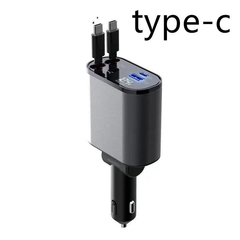 Metal Car Charger 100W Super Fast Charging Car Cigarette Lighter USB And TYPE-C Adapter Typecandtypec 100W