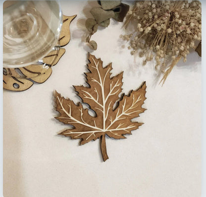 Just Arrived at Buy Center: Hollow Leaves Wooden Coaster Kitchen Anti-scald Non-slip Placemat Dining Table