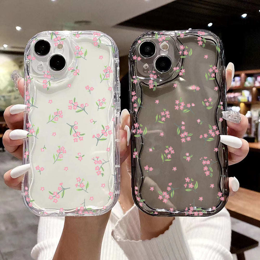 Buy Center Special-Fashion Brand Cream Pattern Transparent Case 15 Phone CaseFlowers