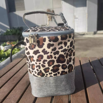 Now Available at Buy Center: Oxford Cloth Portable Feeding Bottle Bag Aluminum Foil Heat And Cold Insulation Mummy Out Lunch Box Bag Leopard Print