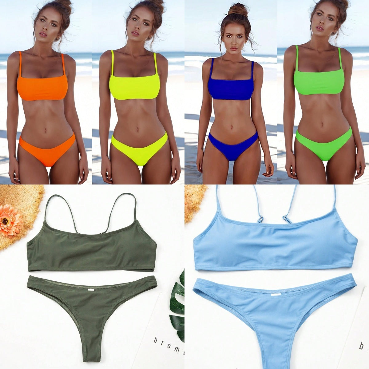 Just Arrived at Buy Center: Women's Casual Nylon Split Color Bikini Set