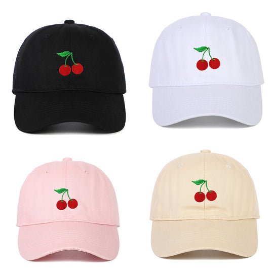 Gorra con visera bordada con cerezas para viajes al aire libre, protección solar