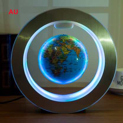 Round LED World Map Floating Globe Magnetic Levitation Light Anti Gravity Magic Sky blue English AU