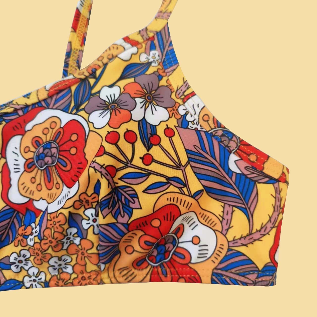 Newly Arrived at Buy Center: Plus Size Floral Print Strap Women's Bikini Swimsuit