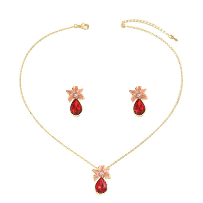 Buy Center Exclusive Offer-Simple Flower Necklace And Earrings Suite Inlaid Zircon