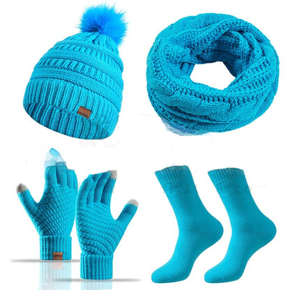 Winter Female Cap Scarf Gloves And Socks Four-piece Set Buy Center