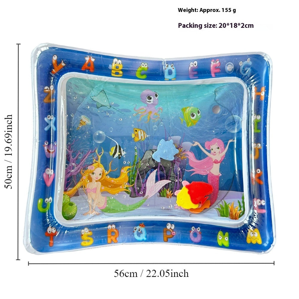 Hot New Items at Buy Center: Children's Inflatable Marine Animal Racket Water Cushion Baby Crawling Racket Water Bag Racket Water Cushion Climbing Pad Mermaid Square