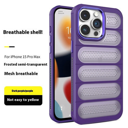 Fresh on the Scene at Buy Center: Applicable 15 Cooling Grid Phone Case Iphone14 Protective Sleeve Dark Purple