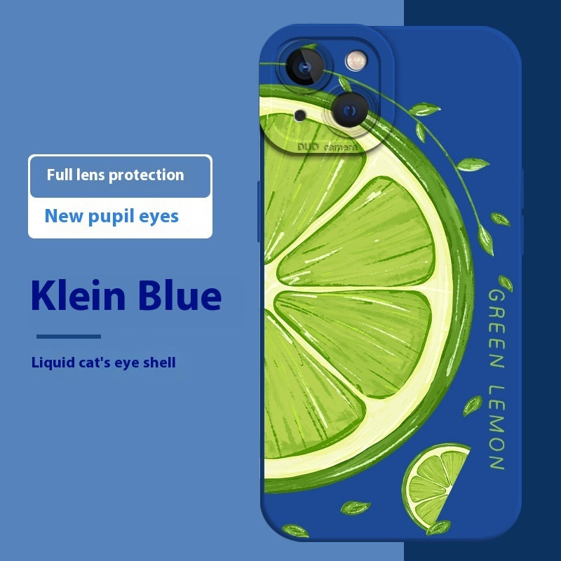 Just Arrived at Buy Center: Applicable To 15 New 14plus Frosted 13 Silicone 12mini Protective Case 11promax Phone Case Green Lemon TSY2381 Dark Blue