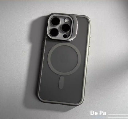 Hot New Items at Buy Center: Semi-transparent Frosted Bracket Magnetic Suction Phone Case Soft Frame Drop-resistant Gray