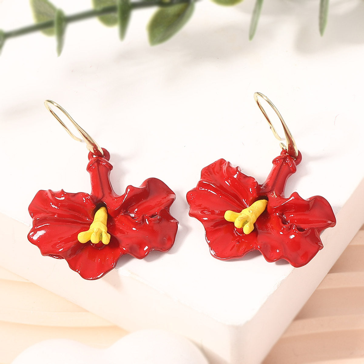 Buy Center Prestige-Creative Design Red Alloy Dripping Morning Glory Ear Hook