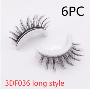 Buy Center Premium-Reusable 3D Mink Lashes Natural False Eyelashes Self Adhesive Fake Glue Free Makeup Eyelash Extension Silk 3DF036 long style Crystal box 6PCS