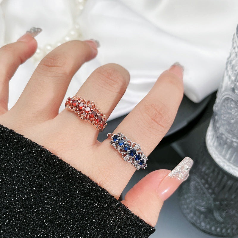 Buy Center Handpicked- Retro Gang Drill Colored Gems Ring Fashion