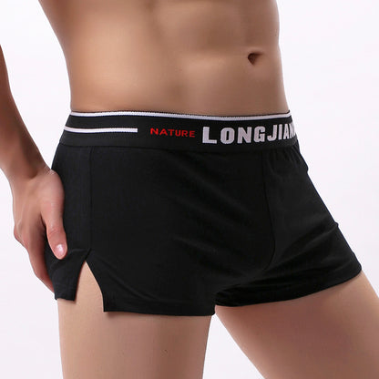 Breathable Comfortable Mid-waist Men's Boxers Black