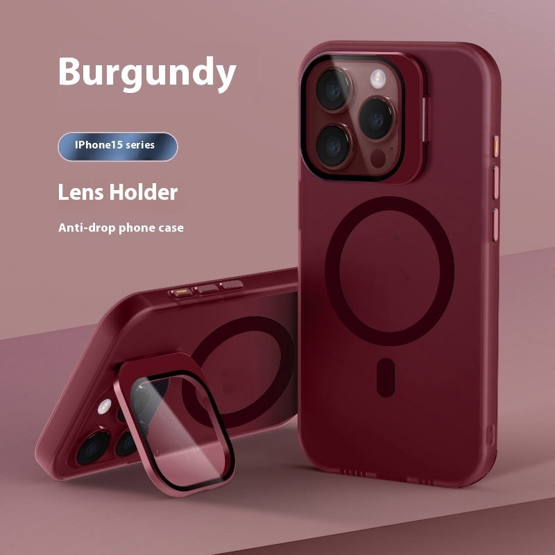 Hot New Items at Buy Center: Lens Bracket Magnetic Drop-resistant Phone Case Wine Red