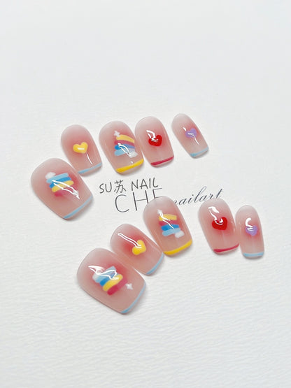 Trending Now at Buy Center: Handmade Custom Wear Nail Rainbow Candy