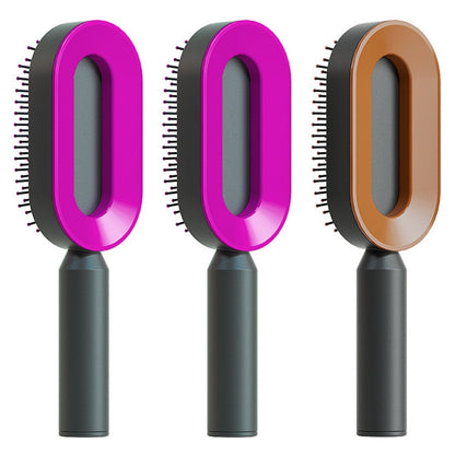 Self Cleaning Hair Brush For Women One-key Cleaning Hair Loss Airbag Massage Scalp Comb Anti-Static Hairbrush Set Y