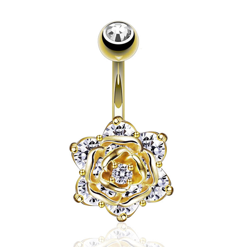 Buy Center Top Rated-Fashion Personality Rose Zircon Navel Order Gold