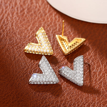 Buy Center Handpicked- Fashion Stud Earrings English Letter V-shaped