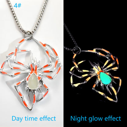 Buy Center Handpicked- Halloween Creative Stereo Luminous Spider Necklace Jewerly Glowing Night Fluorescence Antique Vintage Glow In The Dark For Men Women Gift Party Halloween Day Club Orange Light