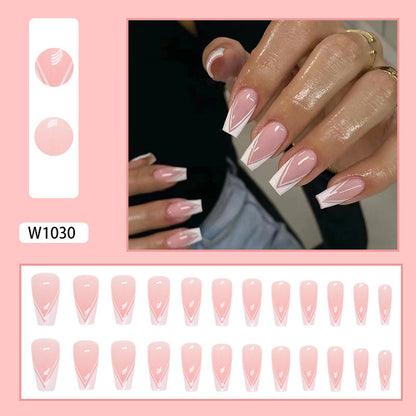 Buy Center Handpicked- Women's Ballet Mid-length Triangle French Manicure W1030 Triangle French