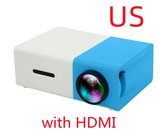 Portable Projector 3D Hd Led Home Theater Cinema HDMI-compatible Usb Audio Projector Yg300 Mini Projector Blue US with HDMI