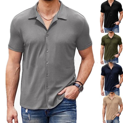 Just Arrived at Buy Center: Casual Collar Short Sleeve Polo Shirt With Button Men's Cotton Blend Shirt