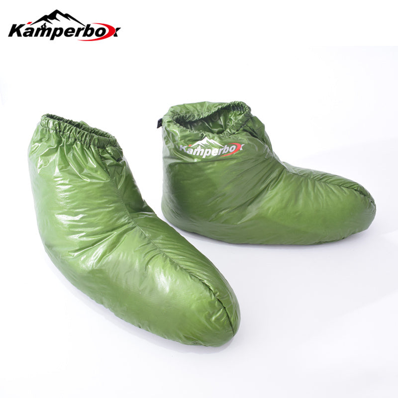 Kamperbox Down Slippers Down Socks Camping Down Booties For Sleeping Bag Camping AQ3 Lowsocks Green