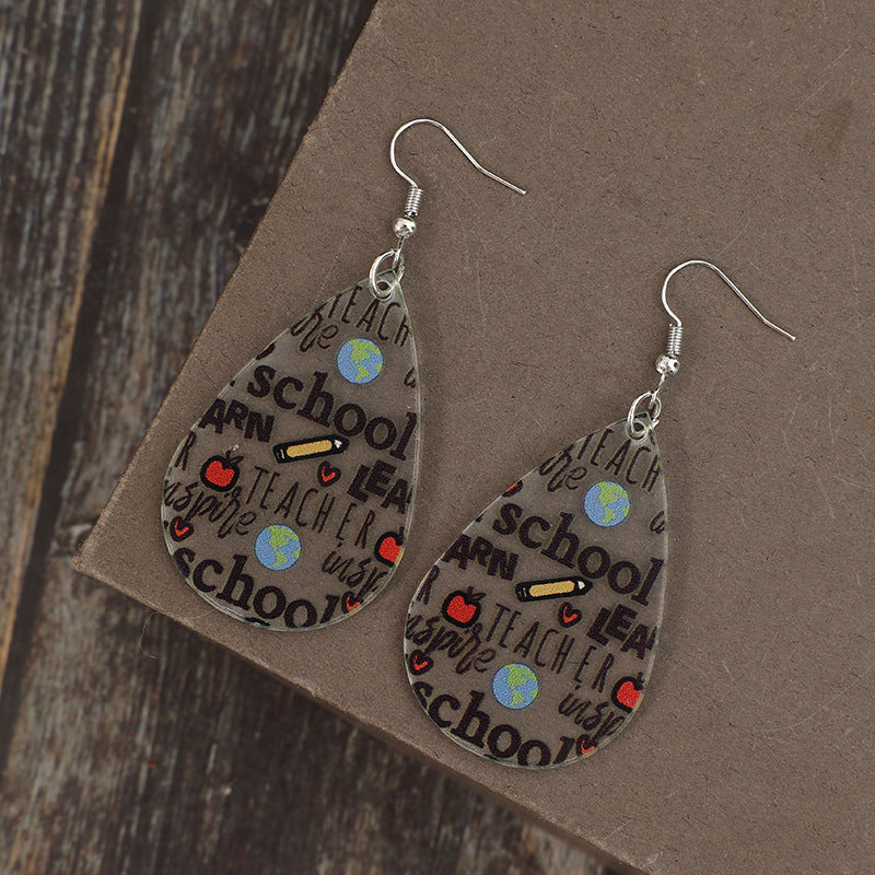 Buy Center Exclusive Offer-Simple Graduation Season Drop-shaped Printed Earrings