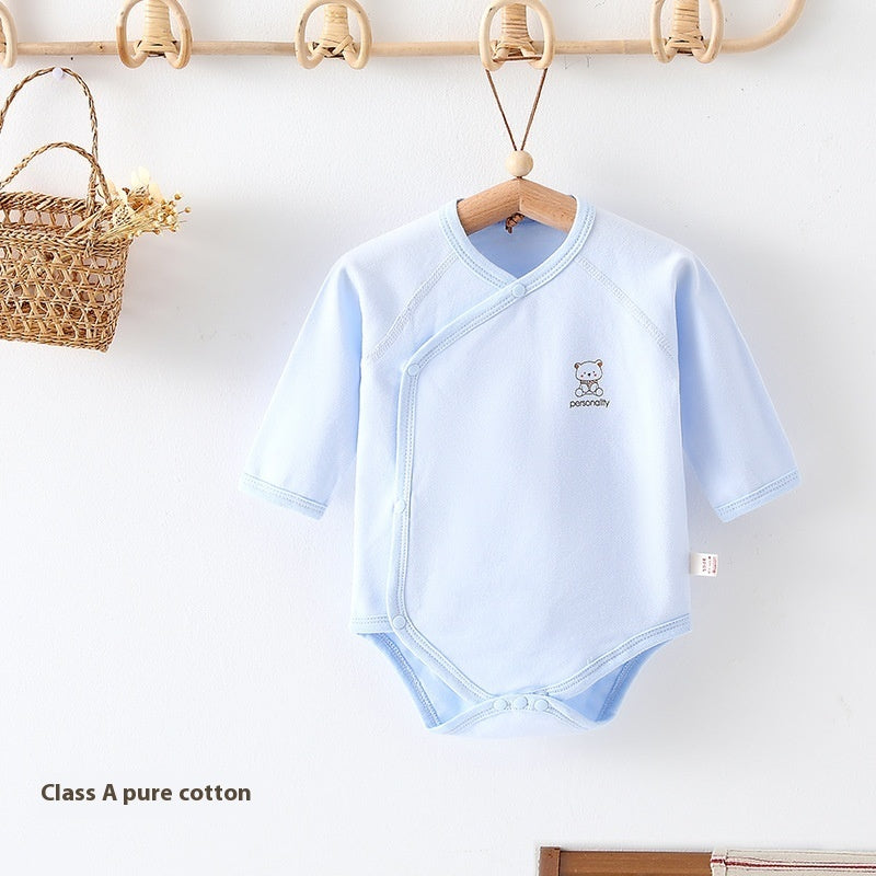 Fresh Arrivals at Buy Center: Newborn Onesie Class A Pure Cotton Boneless Triangle Rompers Pure Blue Earth